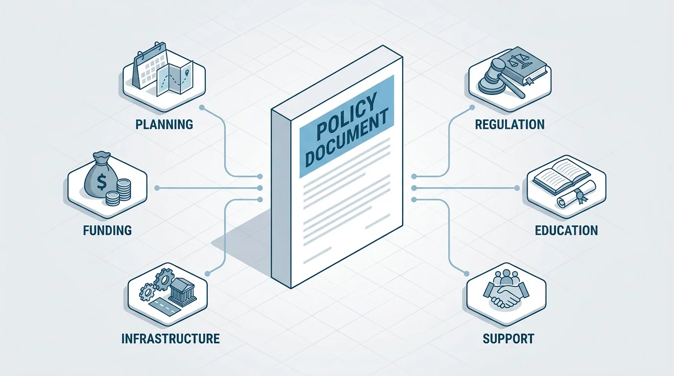 Illustration of a policy document spawning multiple regulatory measures