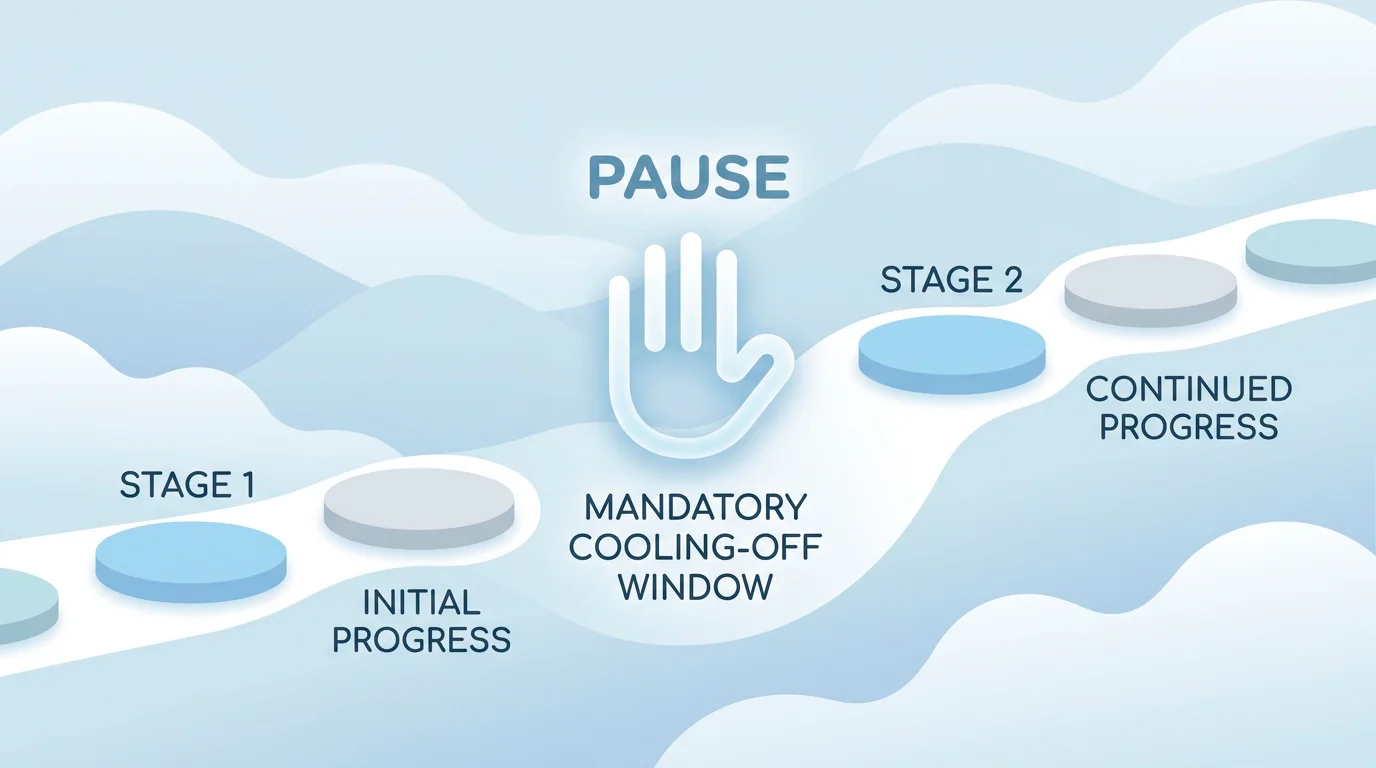Illustration of a 24-hour waiting period inserted before access is restored