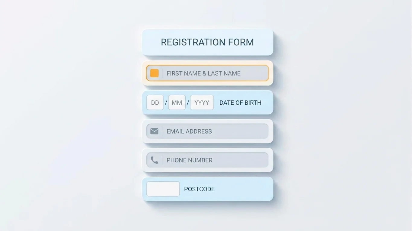Form fields representing the personal details required to register for online self-exclusion
