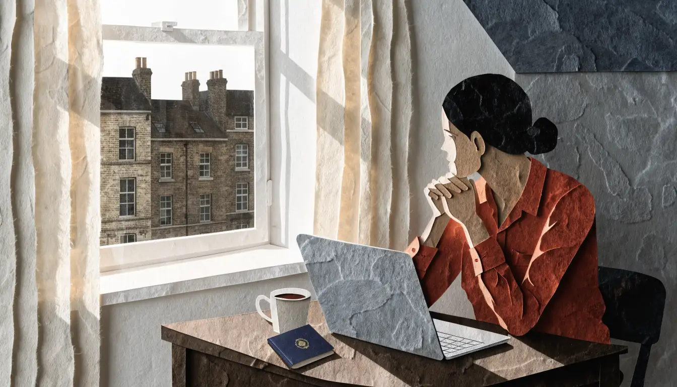 Player considering an overseas casino site at a desk with passport and laptop