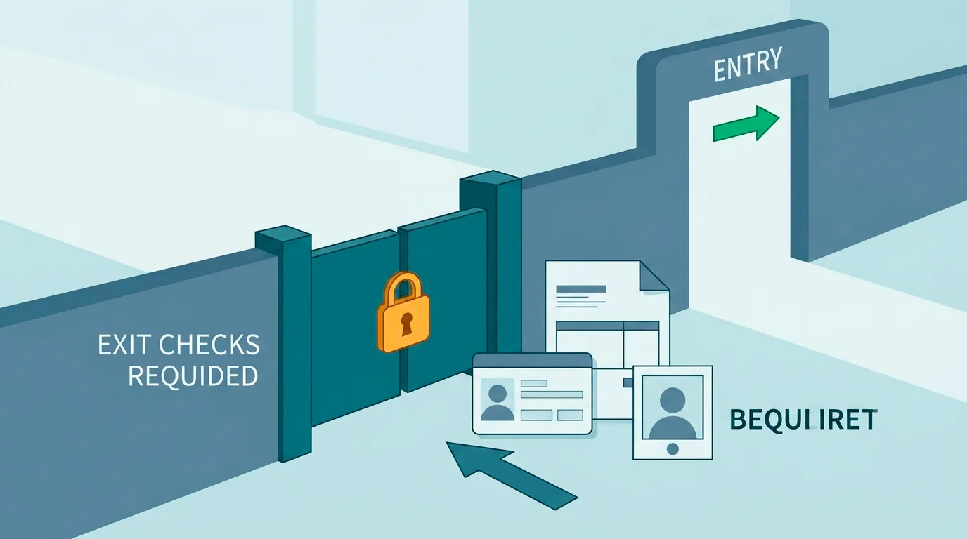 An identity document, a utility bill and a selfie icon requested at a withdrawal gate rather than at sign-up