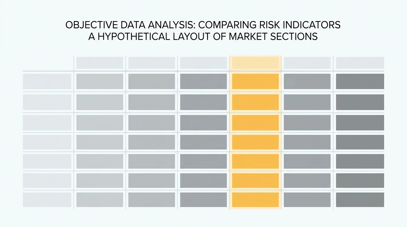 Mock comparison table layout with columns for licence, jurisdiction, founding year and a highlighted risk-marker column