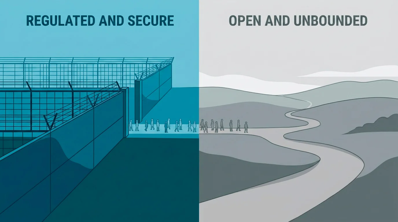 Illustration of regulatory pressure on one side and an unregulated alternative on the other