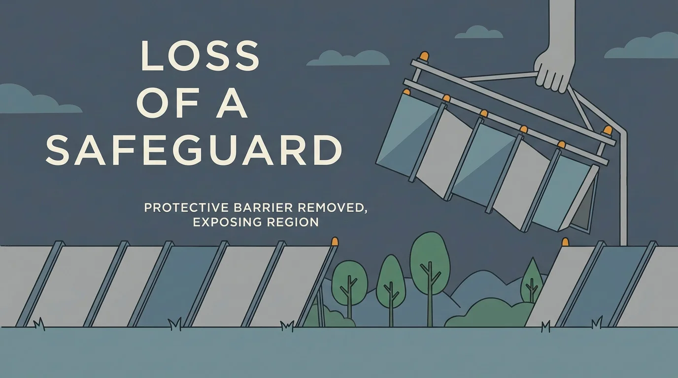 Illustration of a protective barrier being lifted and risk concentrating behind it
