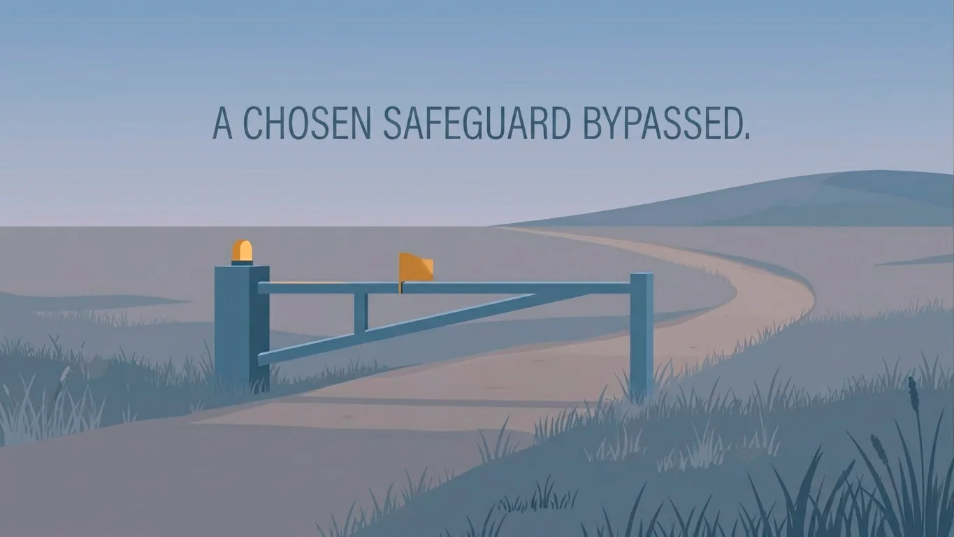 Conceptual image of a deliberately placed safety barrier being stepped around